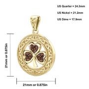 Solid 14k Yellow Gold Irish Shamrock Clover Birthstone Pendant Necklace - US Jewels