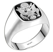 US Jewels Customizable Men's 925 Sterling Silver With 10k or 14k Yellow Gold US Military Rings - US Jewels