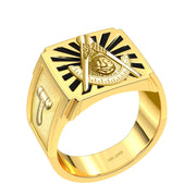US Jewels Masonic Customizable Men's 10k or 14k Yellow Gold & White Gold Masonic Rings - US Jewels