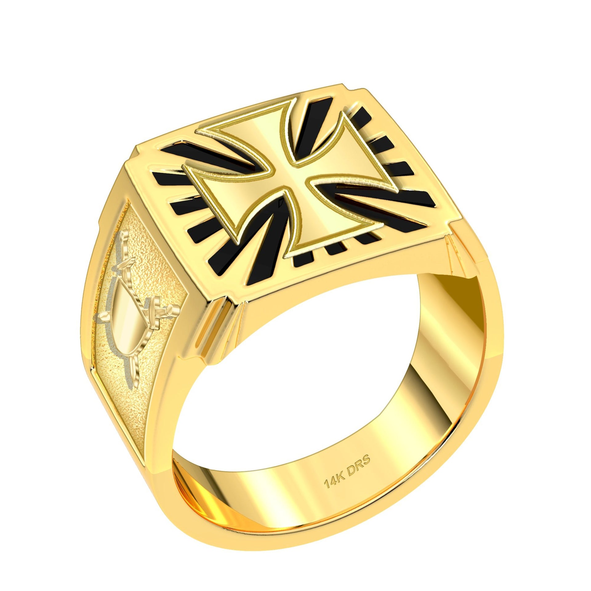 US Jewels Masonic Customizable Men's 10k or 14k Yellow Gold & White Gold Masonic Rings - US Jewels
