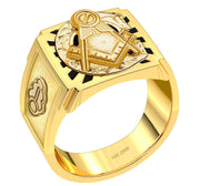 US Jewels Masonic Customizable Men's 10k or 14k Yellow Gold & White Gold Masonic Rings - US Jewels