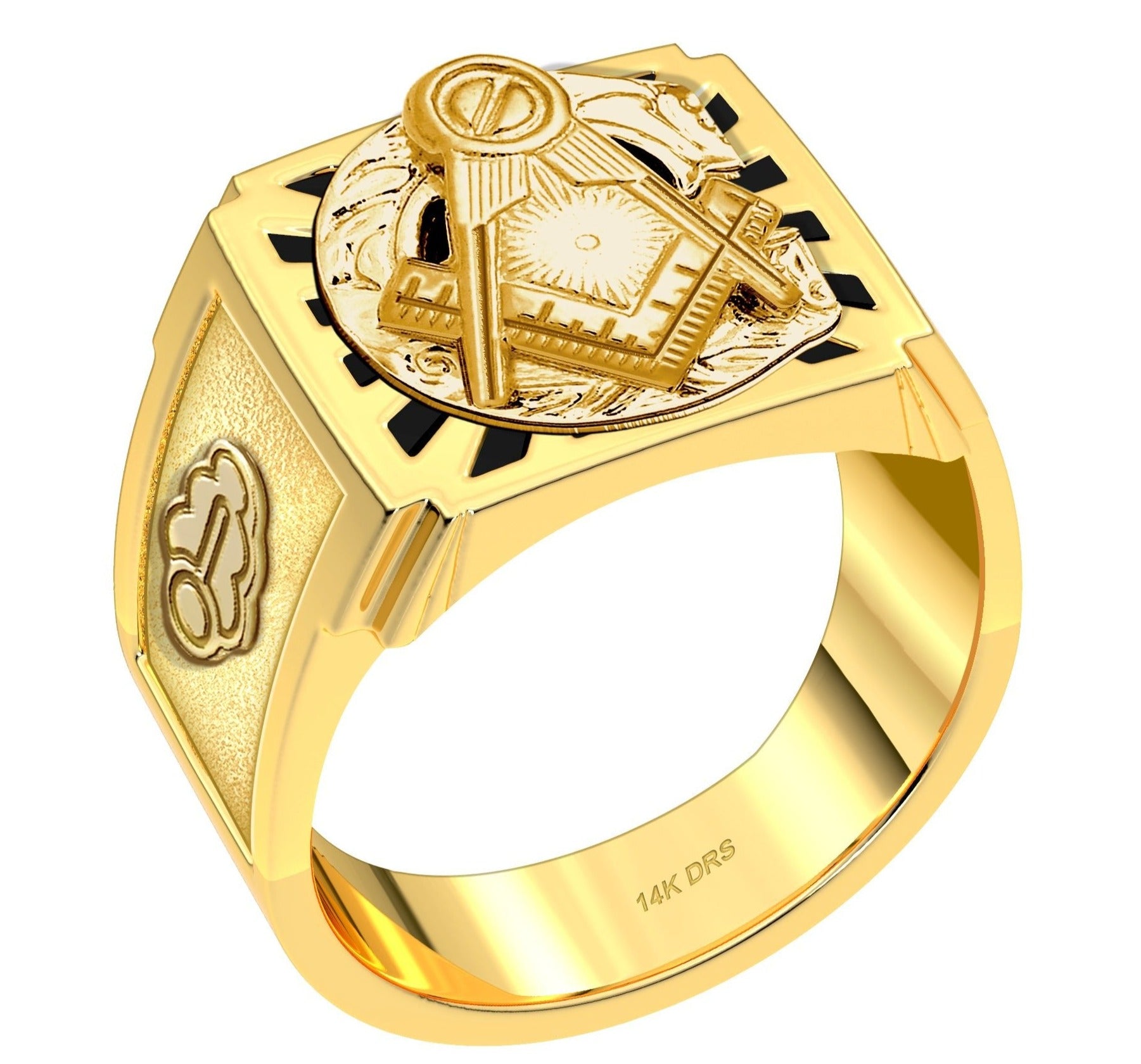 US Jewels Masonic Customizable Men's 10k or 14k Yellow Gold & White Gold Masonic Rings - US Jewels