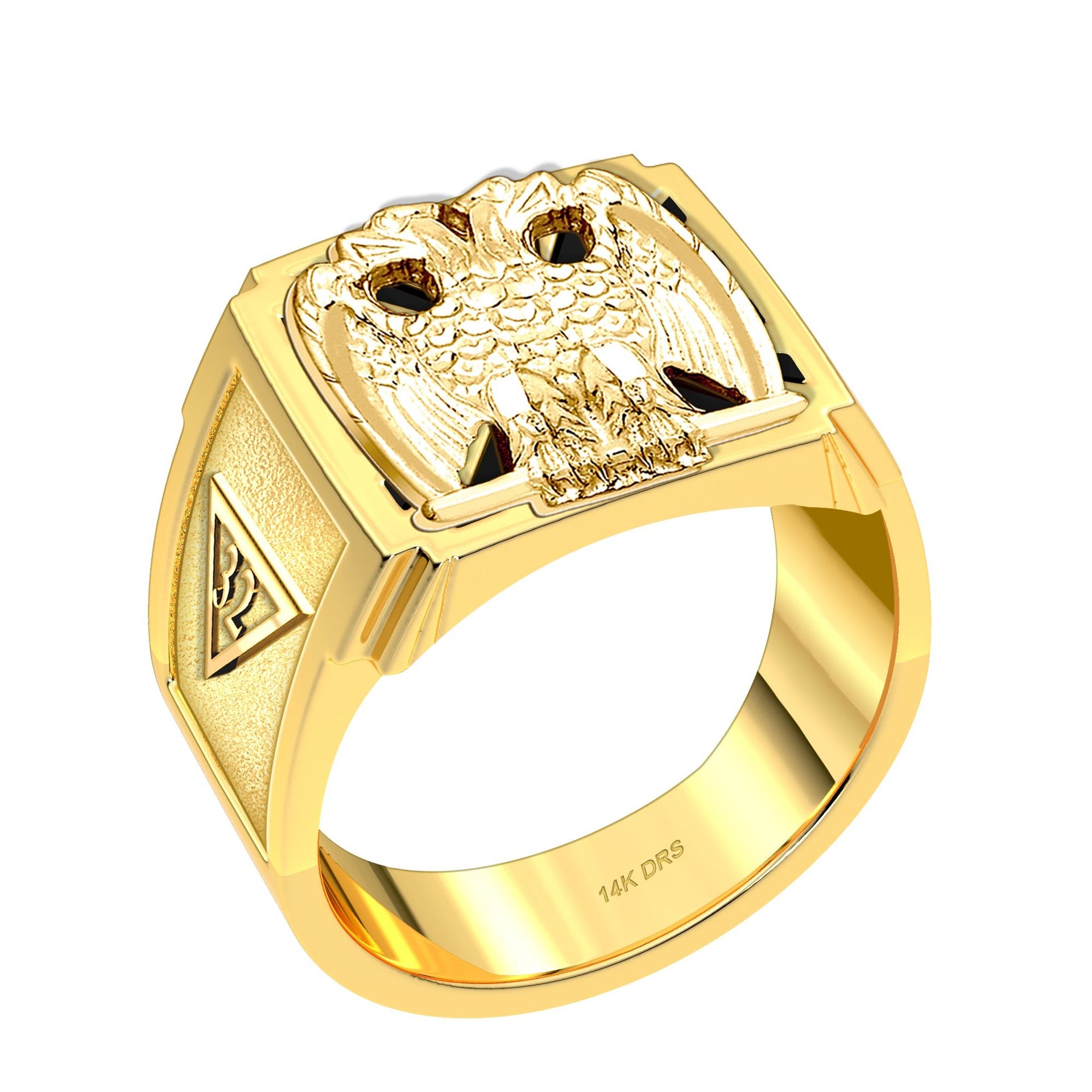 US Jewels Masonic Customizable Men's 10k or 14k Yellow Gold & White Gold Masonic Rings - US Jewels