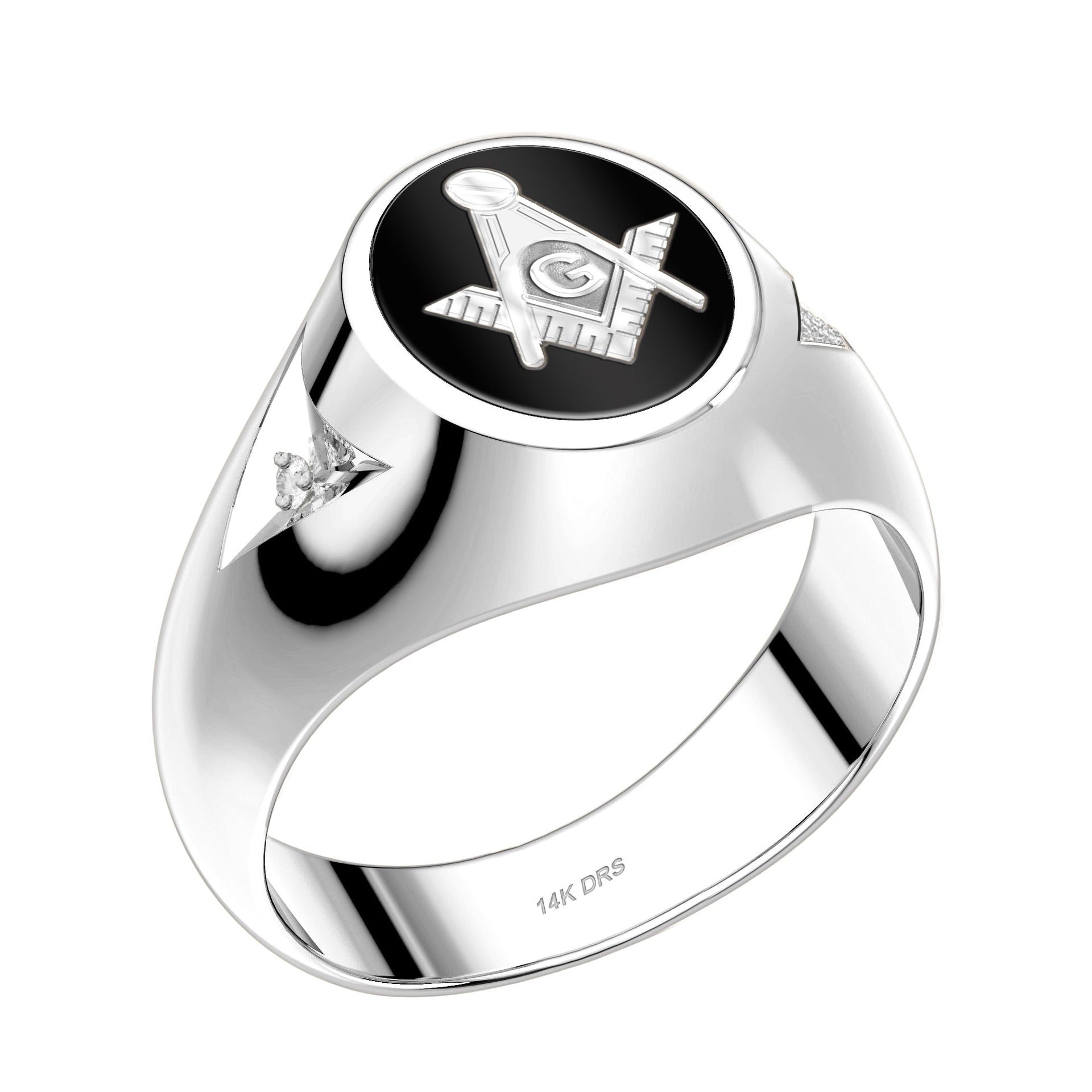 US Jewels Masonic Customizable Men's 14k or 10k Gold Solid Back Master Mason Ring - US Jewels