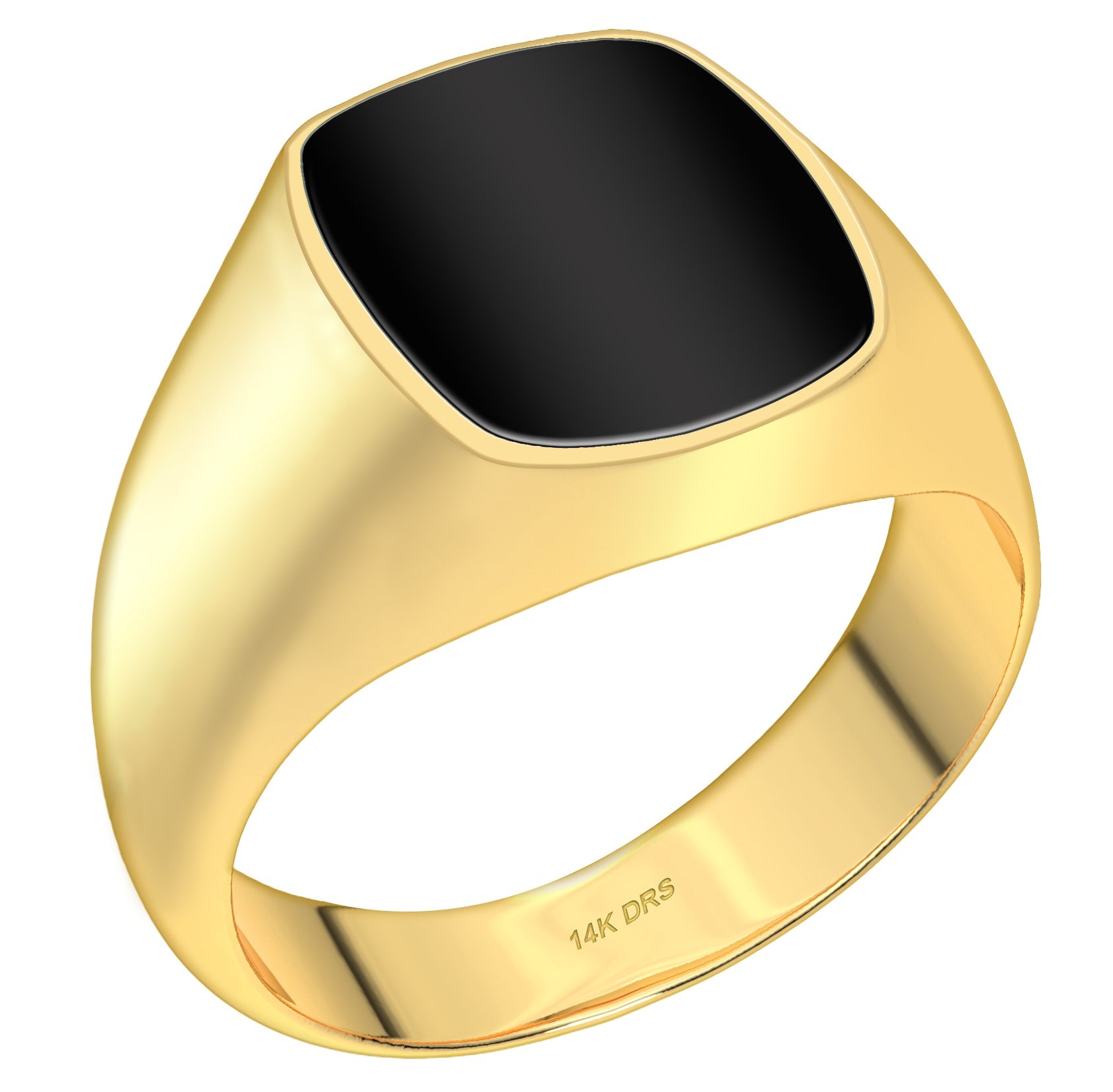 US Jewels Men’s 14k or 10k Gold Black Genuine Onyx Solid Back Ring