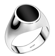 US Jewels Men's 925 Sterling Silver Genuine Onyx Solid Back Ring - US Jewels