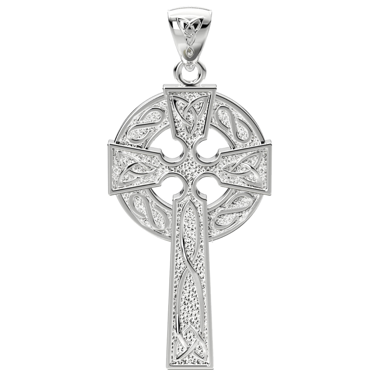 US Jewels Men's XL 925 Sterling Silver 58mm Irish Celtic Knot Cross Polished Finish Pendant Necklace, 58mm - US Jewels