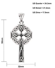 US Jewels Men's XL 925 Sterling Silver Irish Celtic Knot Cross Antique Finish Pendant Necklace, 58mm - US Jewels