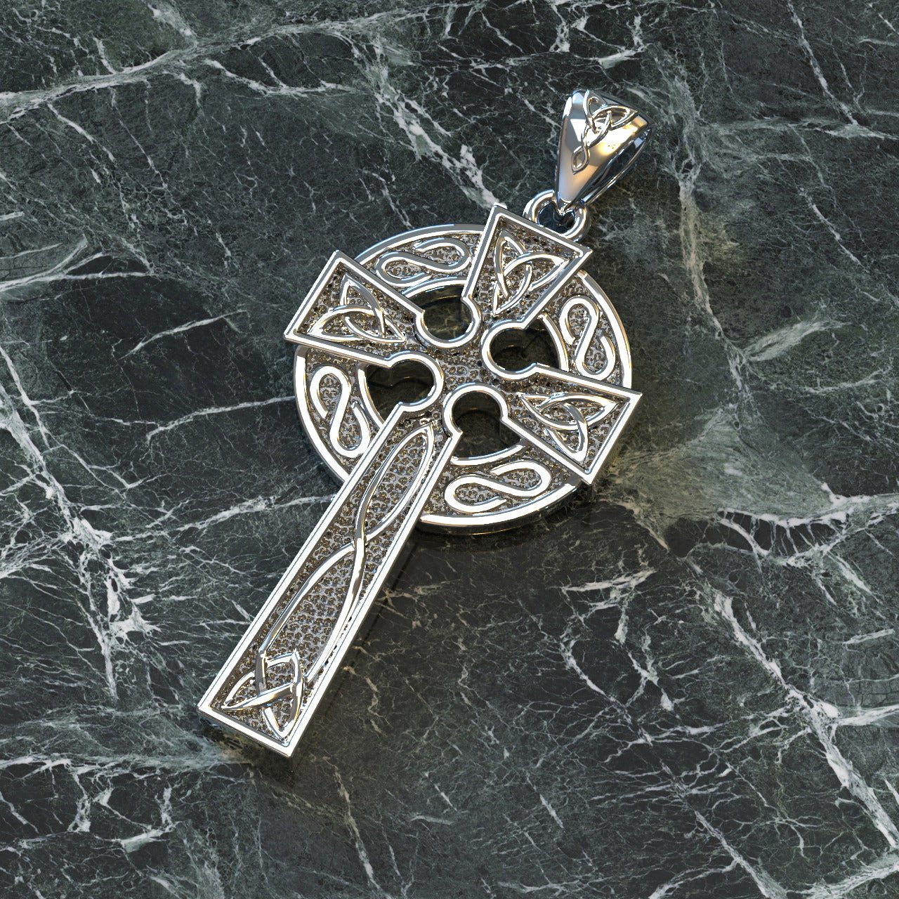 US Jewels Men's XL 925 Sterling Silver Irish Celtic Knot Cross Antique Finish Pendant Necklace, 58mm - US Jewels