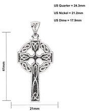 US Jewels Men's XL 925 Sterling Silver Irish Celtic Knot Cross Antique Finish Pendant Necklace, 58mm - US Jewels