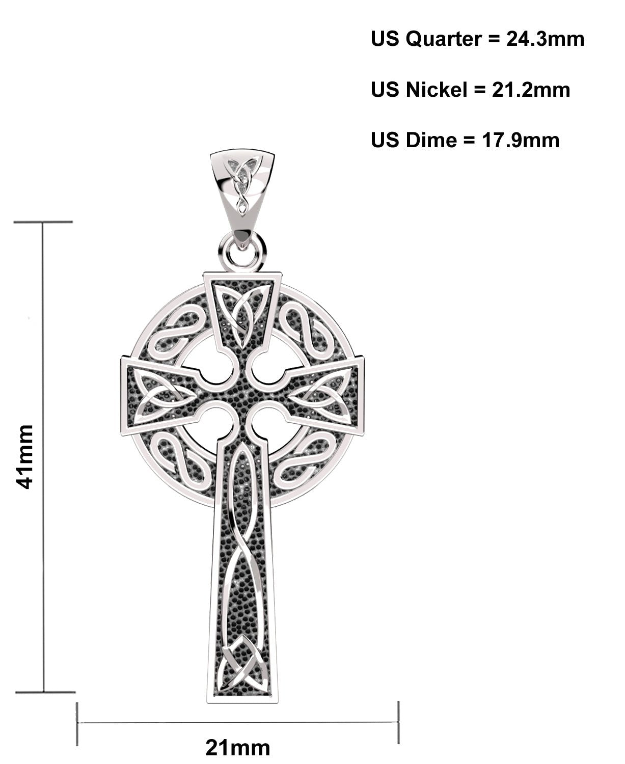 US Jewels Men's XL 925 Sterling Silver Irish Celtic Knot Cross Antique Finish Pendant Necklace, 58mm - US Jewels