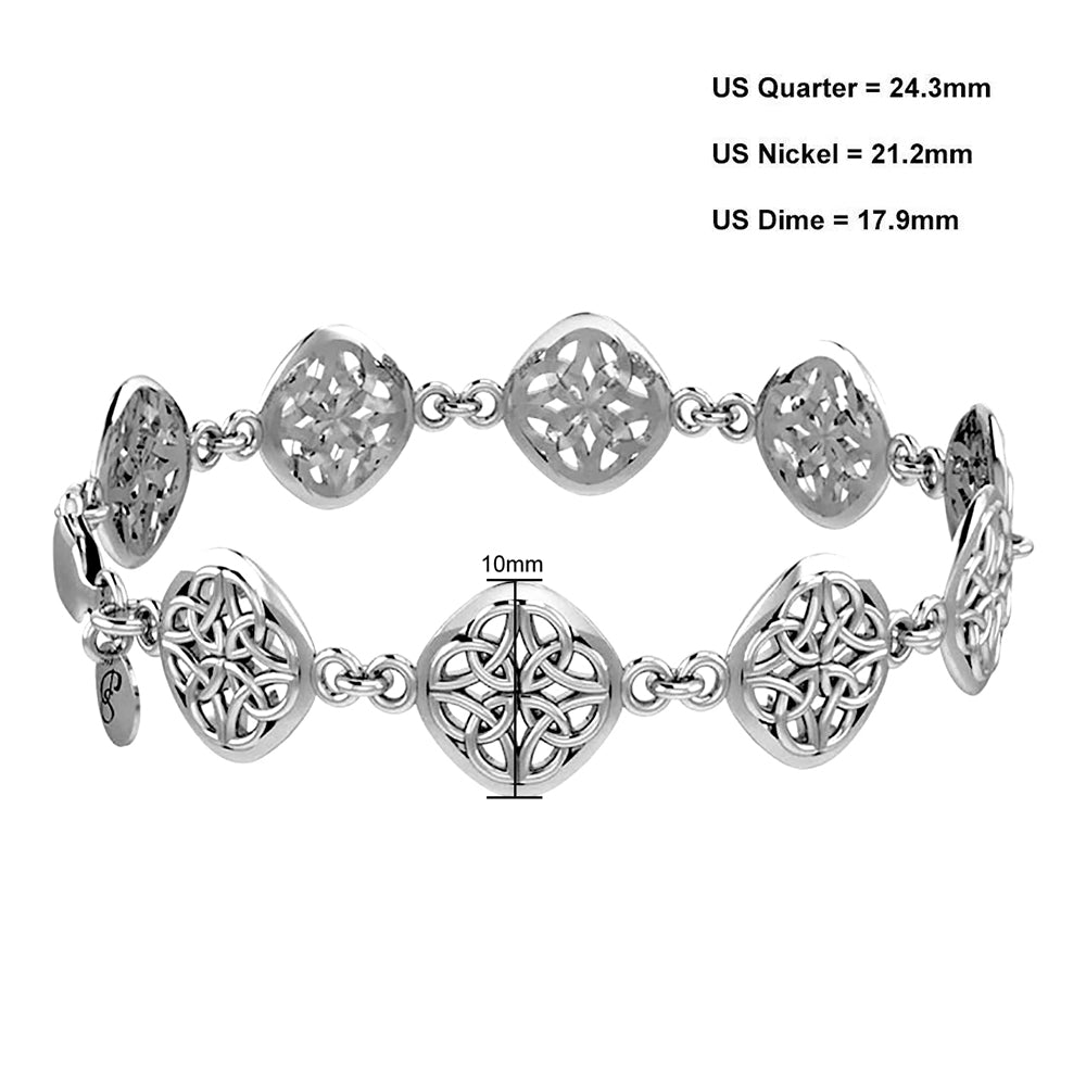 Women's 925 Sterling Silver Irish Celtic Four Point Quarternary Bracelet - US Jewels