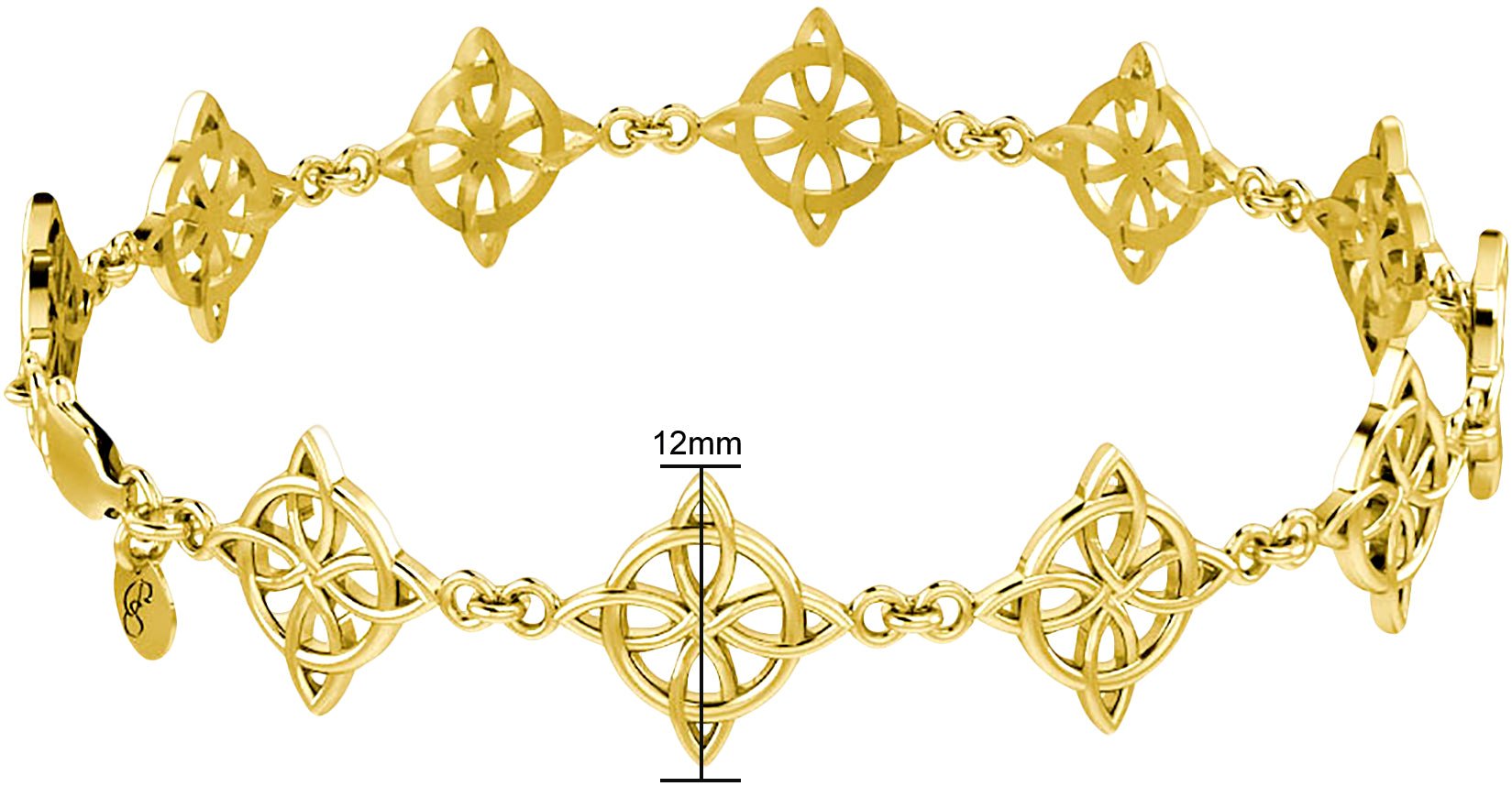Women's Yellow Gold Irish Celtic Four Point Link Bracelet - US Jewels