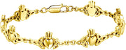 Women's Yellow Gold Irish Celtic Trinity Claddagh Link Bracelet - US Jewels