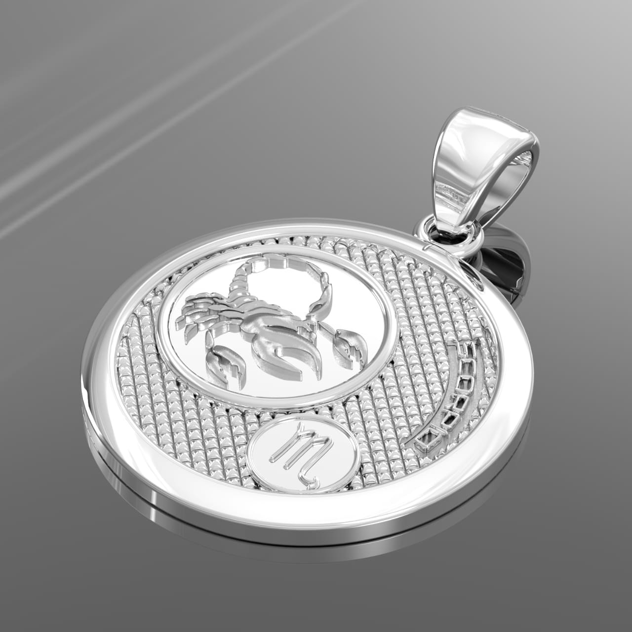 Ladies 925 Sterling Silver Round Scorpio Zodiac Polished Finish Pendant Necklace, 25mm