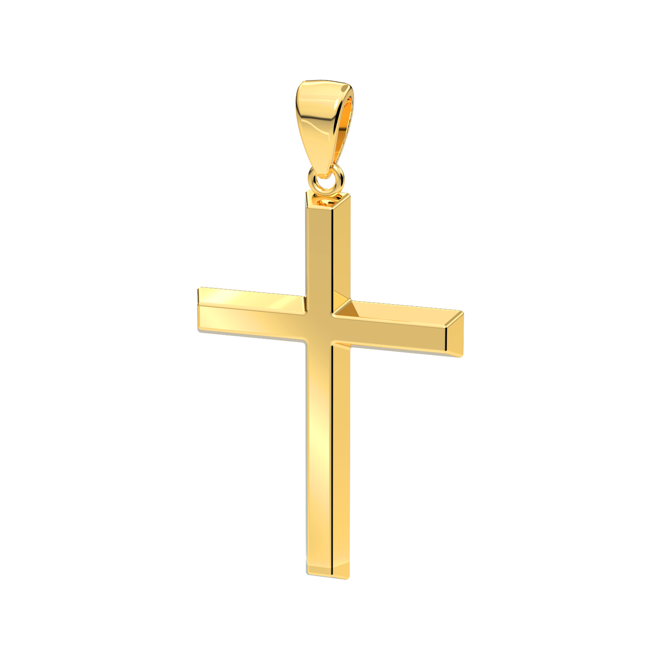 Men's XL Heavy Solid 2in 10k or 14K Yellow or White Gold Christian Angled Cross Pendant Necklace, 50mm