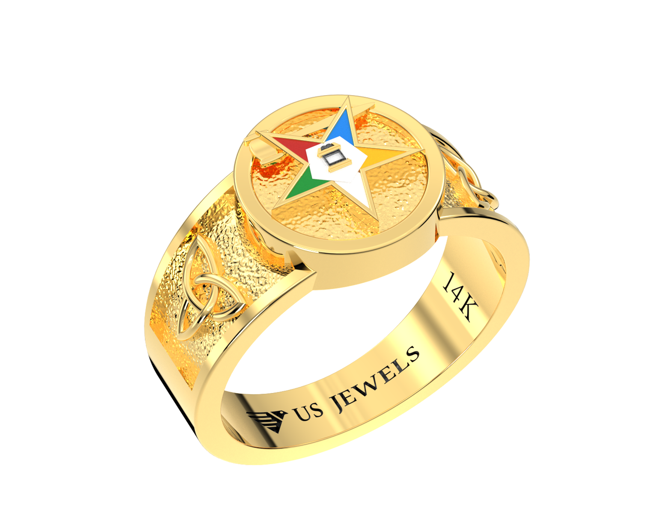 US Jewels Masonic Ladies 14k Yellow Gold 8mm Eastern Star Past Matron Ring