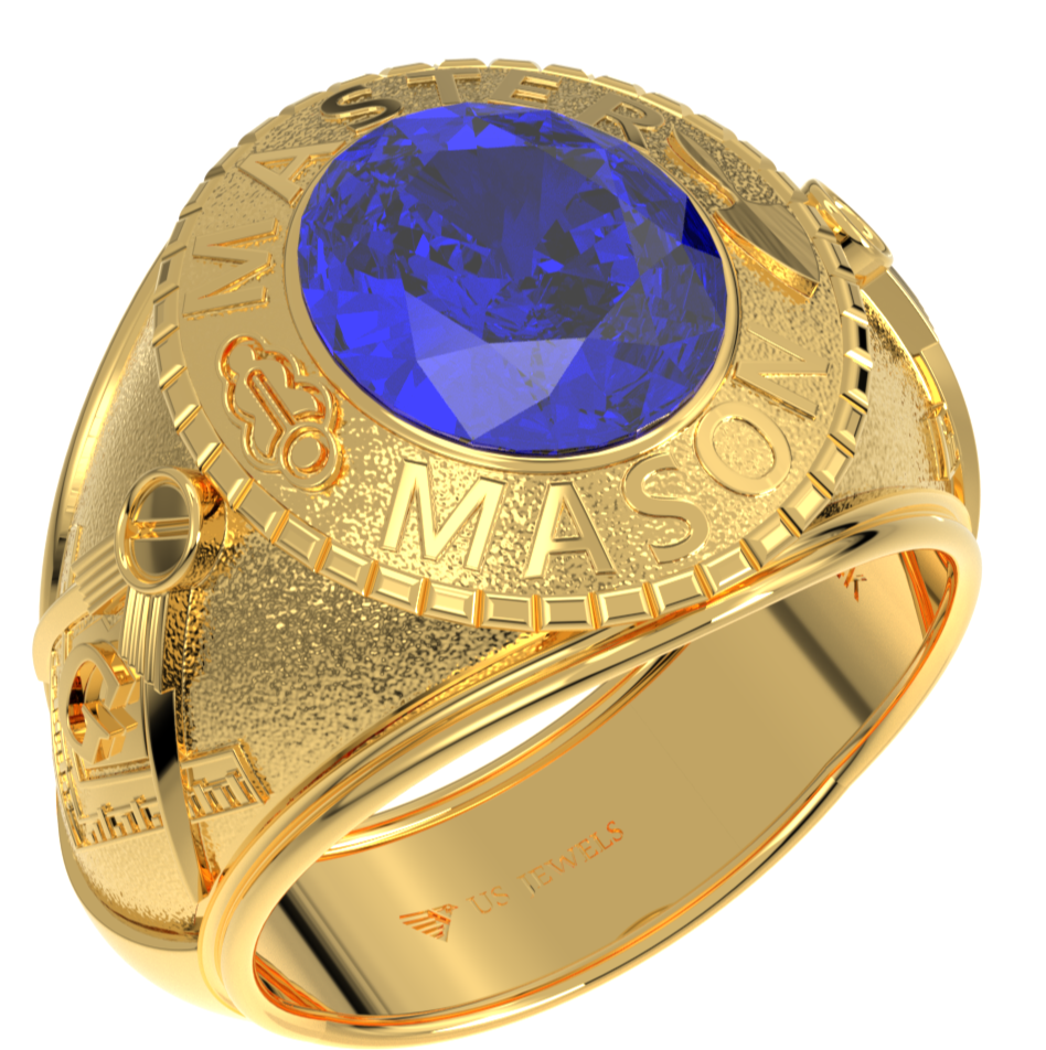 Men's Heavy Solid 10K or 14K Yellow Gold or White Gold Freemason Master Mason Class Ring Polished