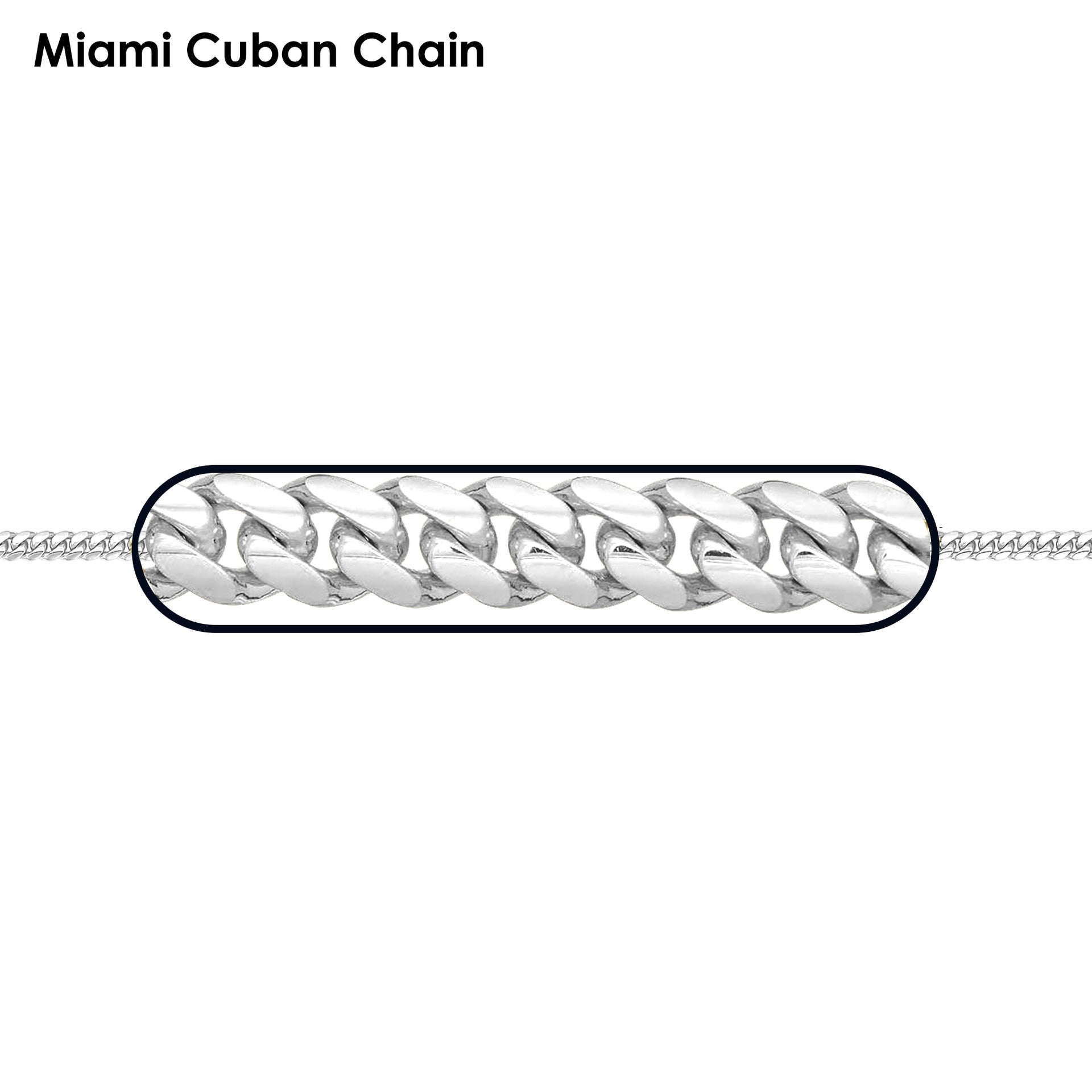 Miami Cuban Curb Solid Sterling Silver Chain Necklace
