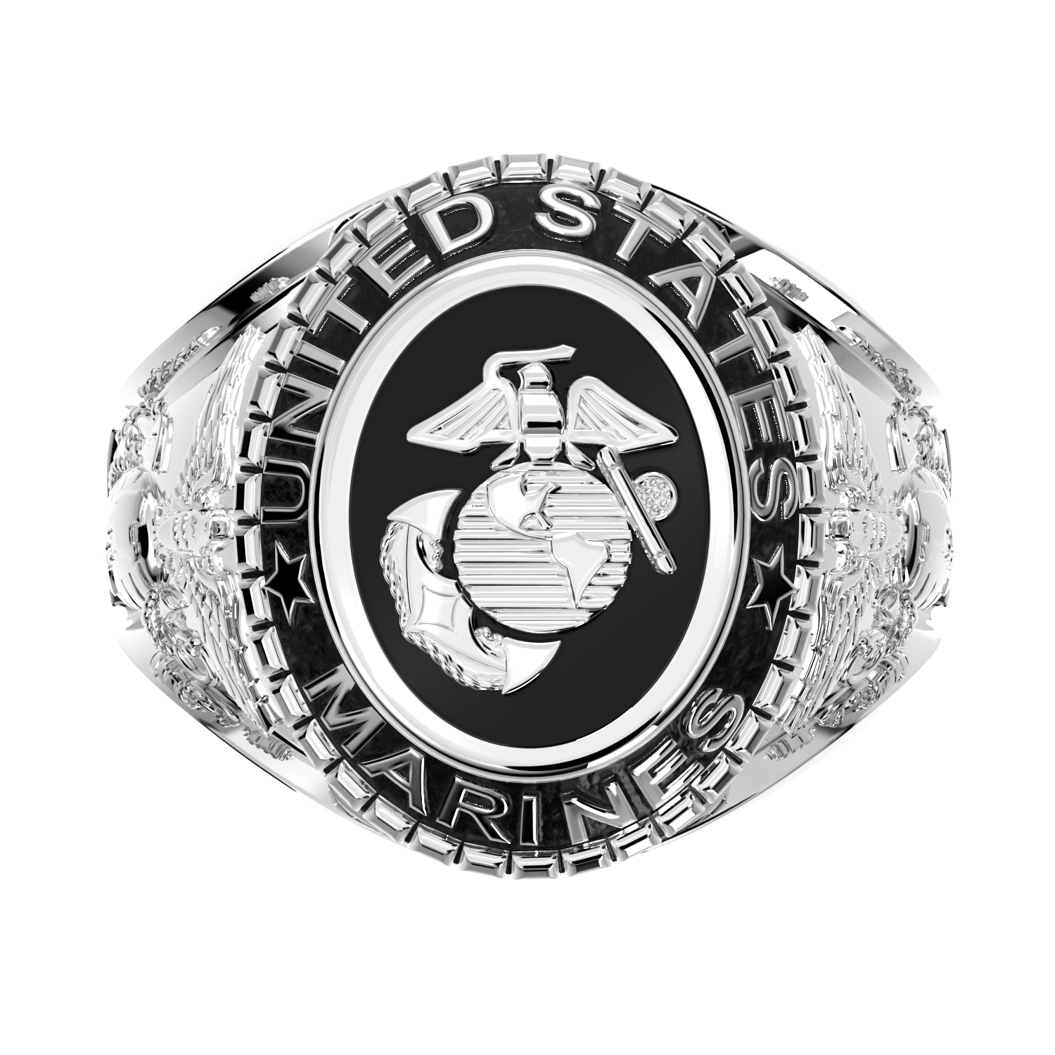 US Marine Corps Ring - USMC 0.925 Sterling Silver Solid Back US Marine Corps Ring - USMC 0.925 Sterling Silver Solid Back