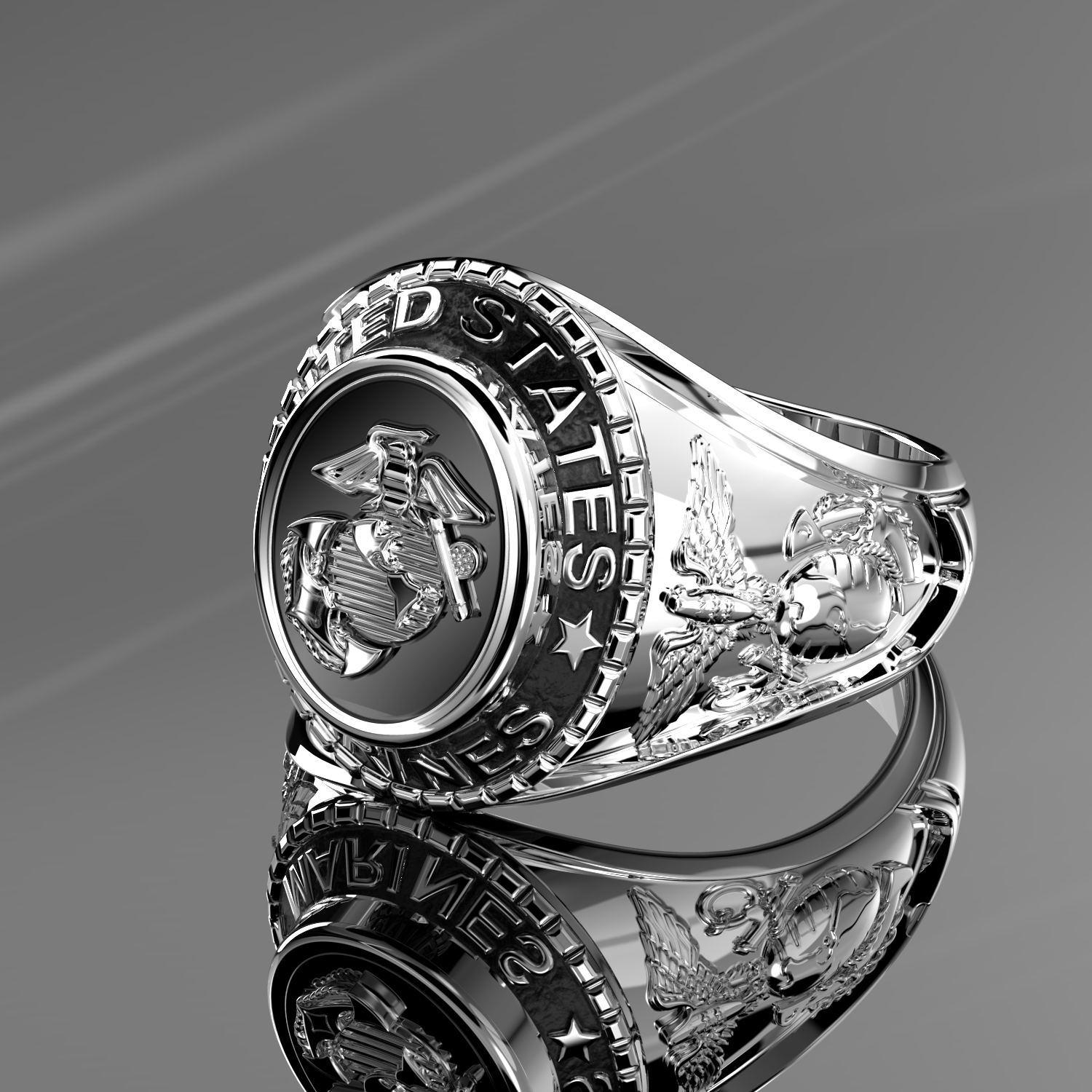 Sterling silver deals marine corps ring