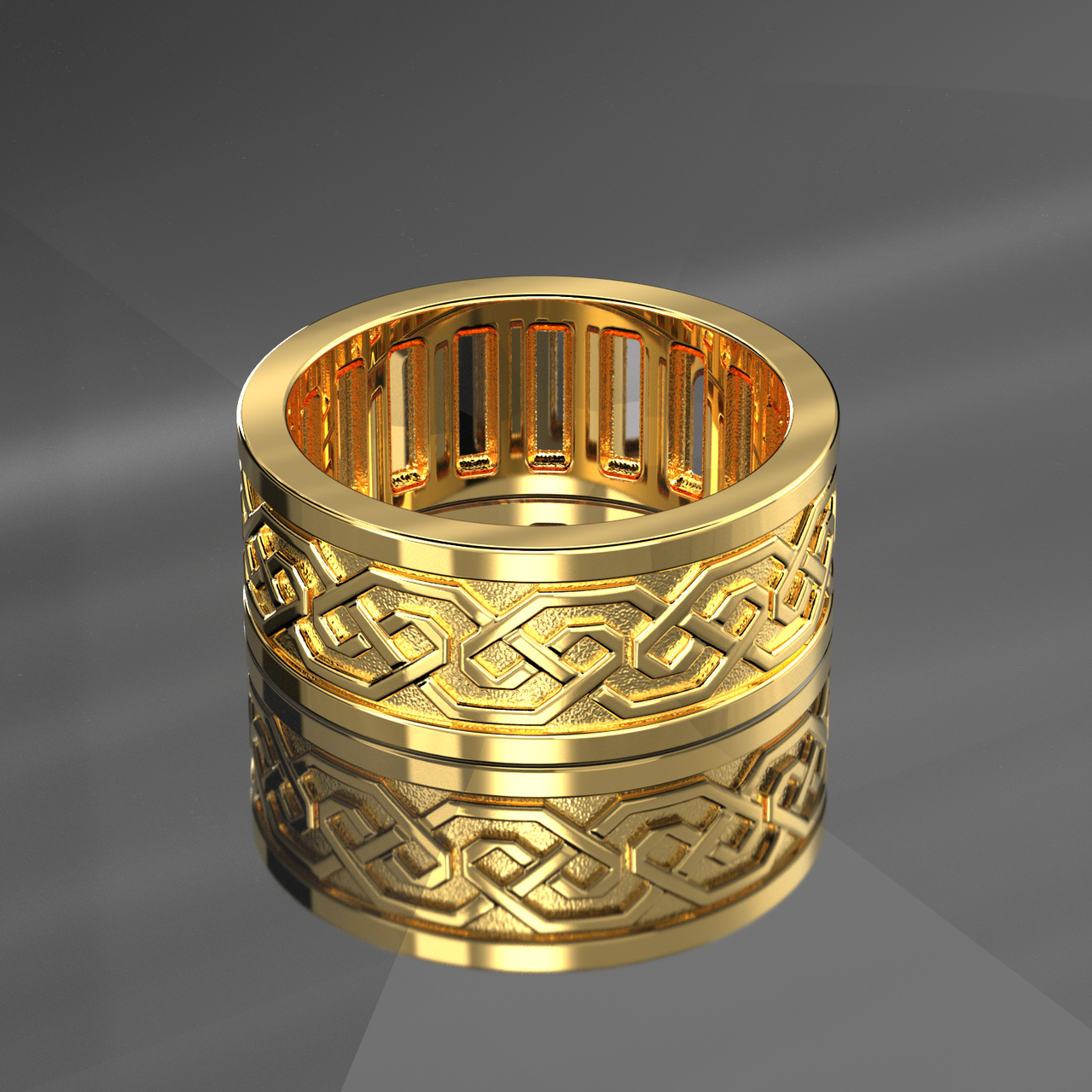 Men's 7mm 10k or 14k Yellow Gold Irish Celtic Knot Wedding Spinner Ring Band