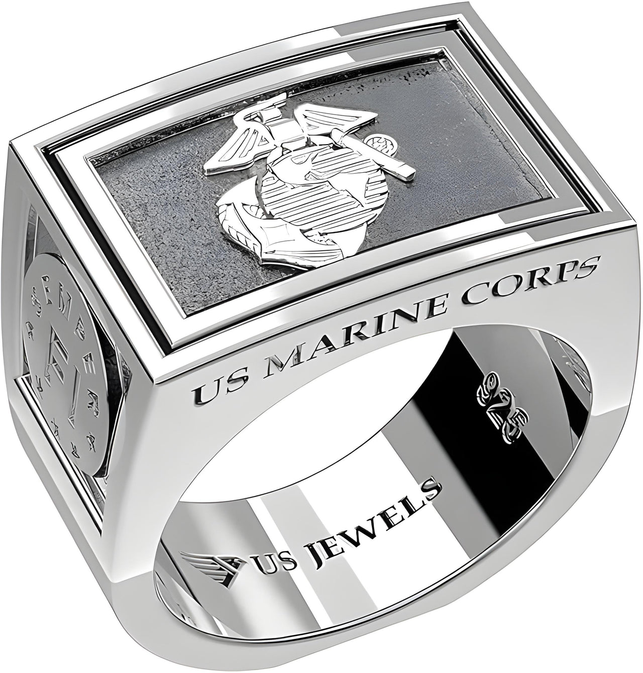 Men's Heavy 925 Sterling Silver US Marine Corps USMC Ring Band