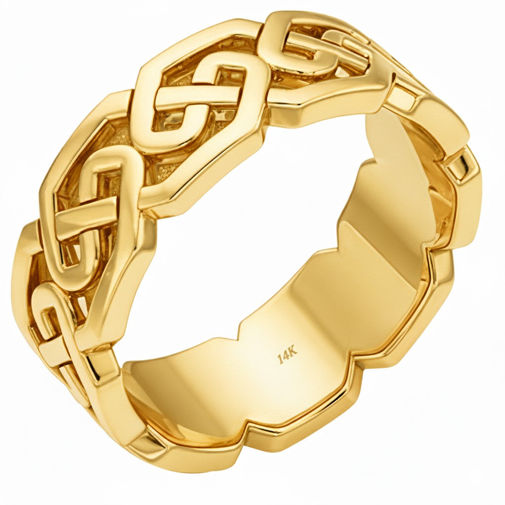 Men's 10k or 14k Yellow or  Modern Irish Celtic Knot Ring Band, 6mm