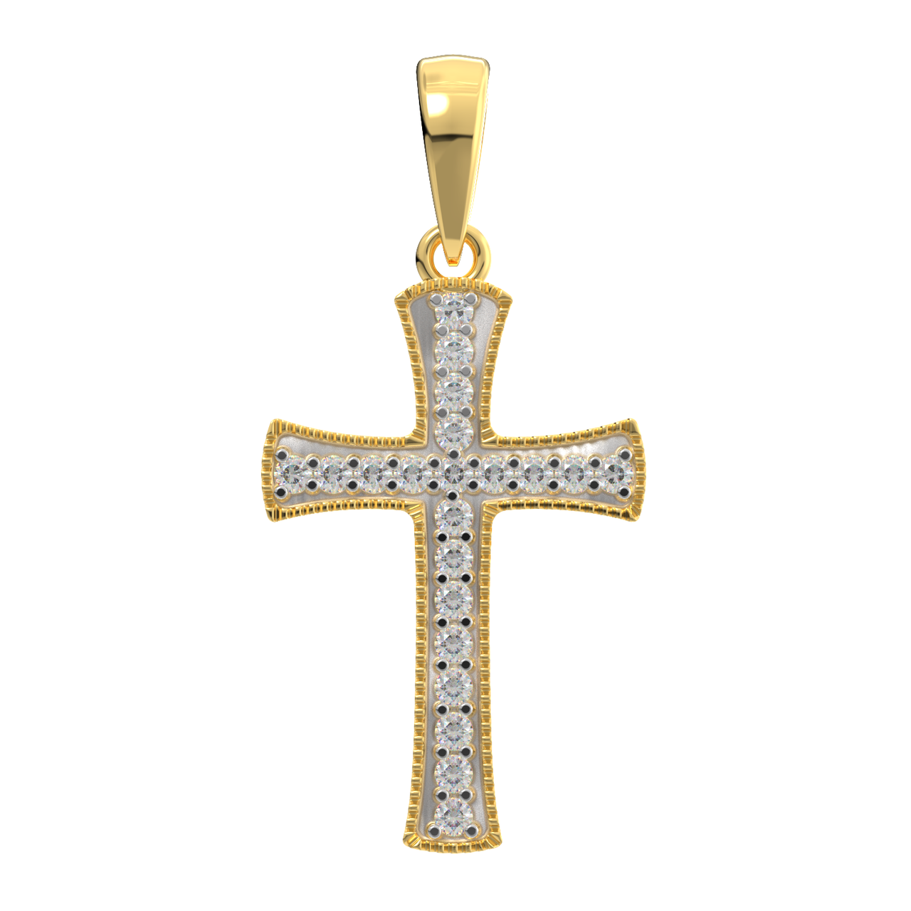 Ladies 14k Yellow Diamonds Gold Cross Pendant, 18mm