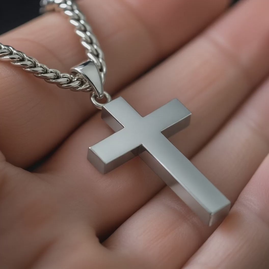 Large Latin Cross Pendant Mirrow High Polish Finish 45mm