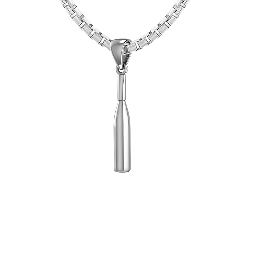 Women's 925 Sterling Silver Small 3D Softball Bat Pendant Necklace, 29mm