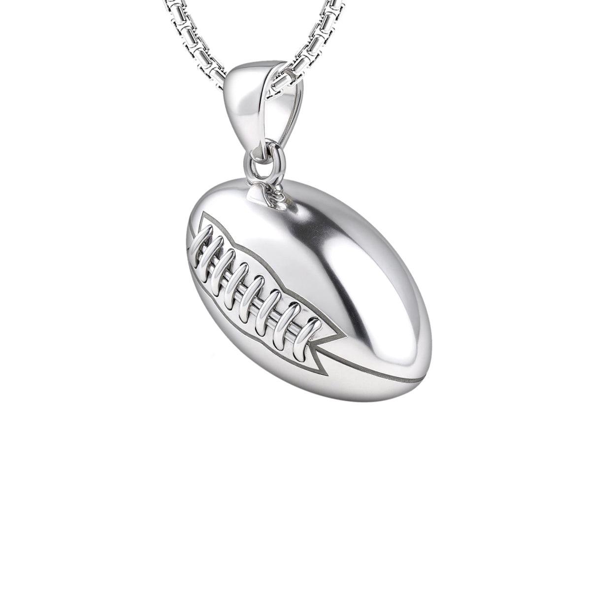Small 925 Sterling Silver 3D Football Pendant Necklace, 17mm