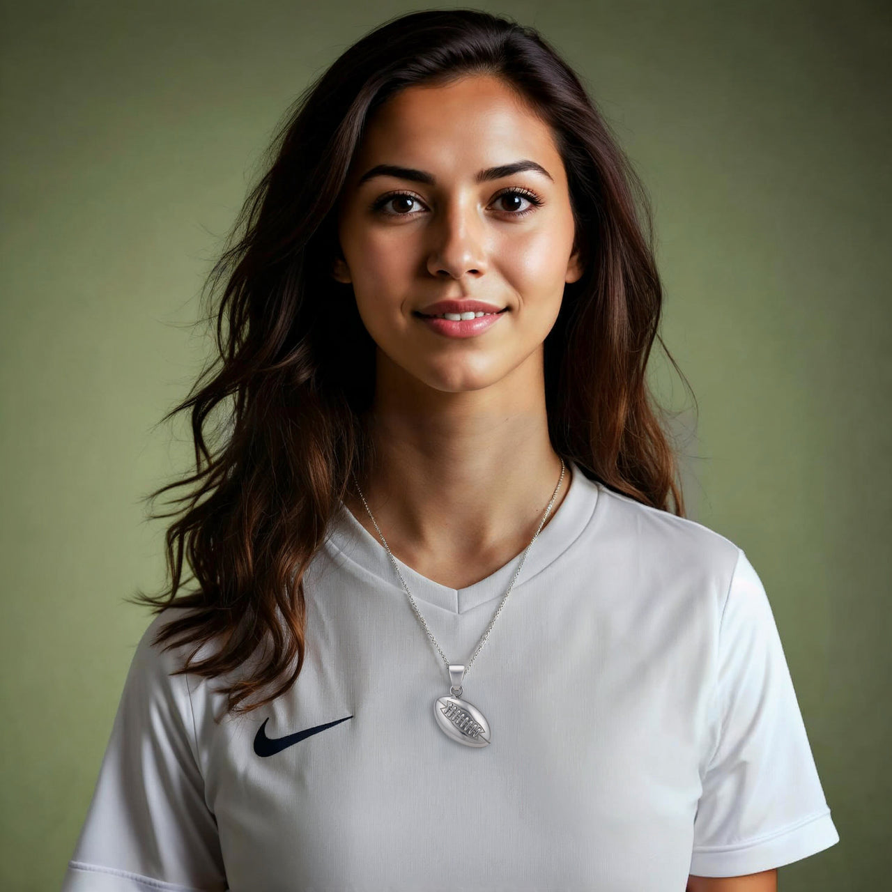 Small 925 Sterling Silver 3D Football Pendant Necklace, 17mm