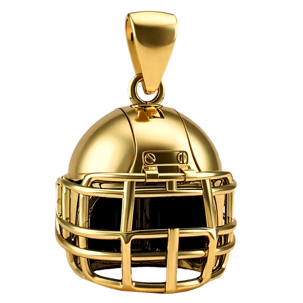 Ladies 14K Yellow Gold 3D Small 17mm Football Helmet Sports Pendant