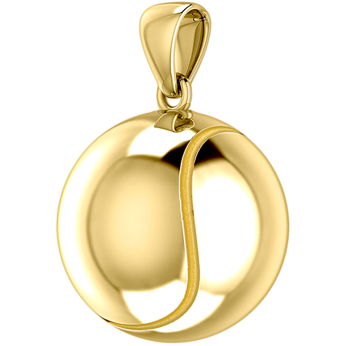Men's 14K Yellow Gold 3D Large Tennis Ball Sports Pendant Necklace, 18.5mm