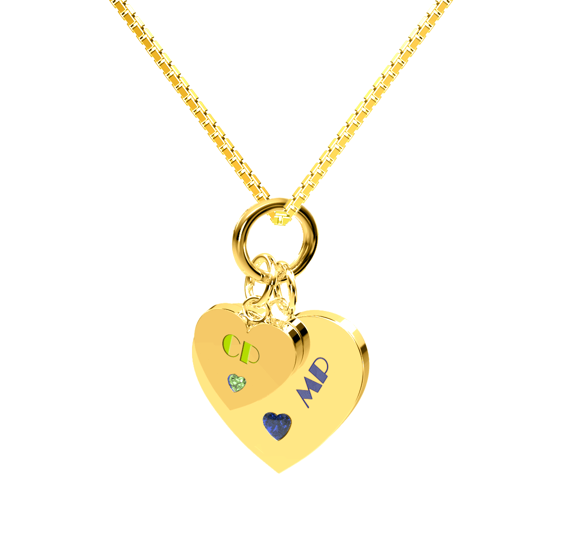 Personalized 10k or 14k Yellow Gold Heart Pendants in 3 Sizes 15mm, 22mm & 25mm