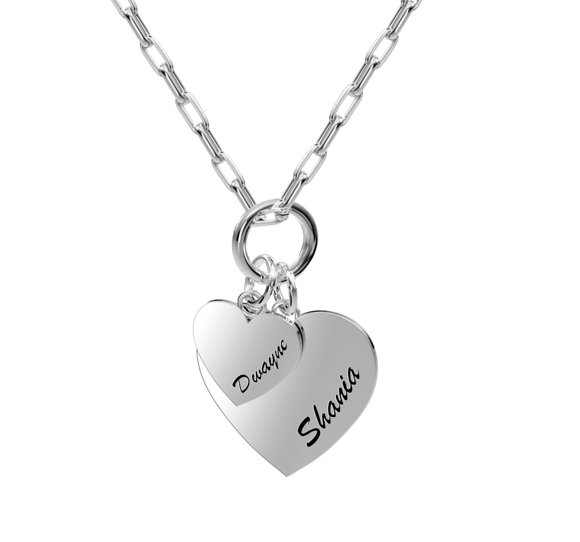 Personalized 925 Sterling Silver Heart Pendants in 3 Sizes 15mm, 22mm & 25mm