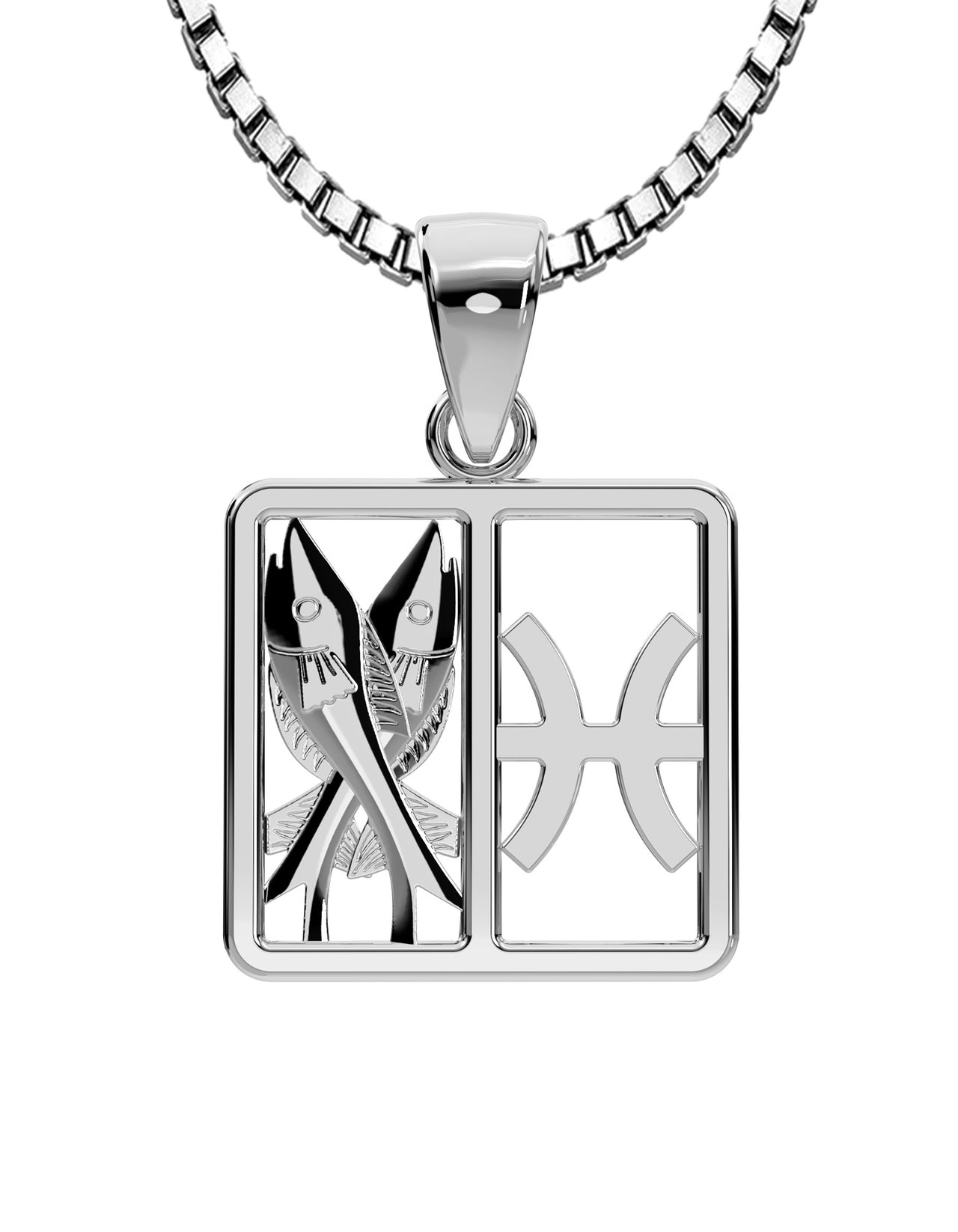Ladies 925 Sterling Silver 23mm Pisces Zodiac Symbol Pendant Necklace