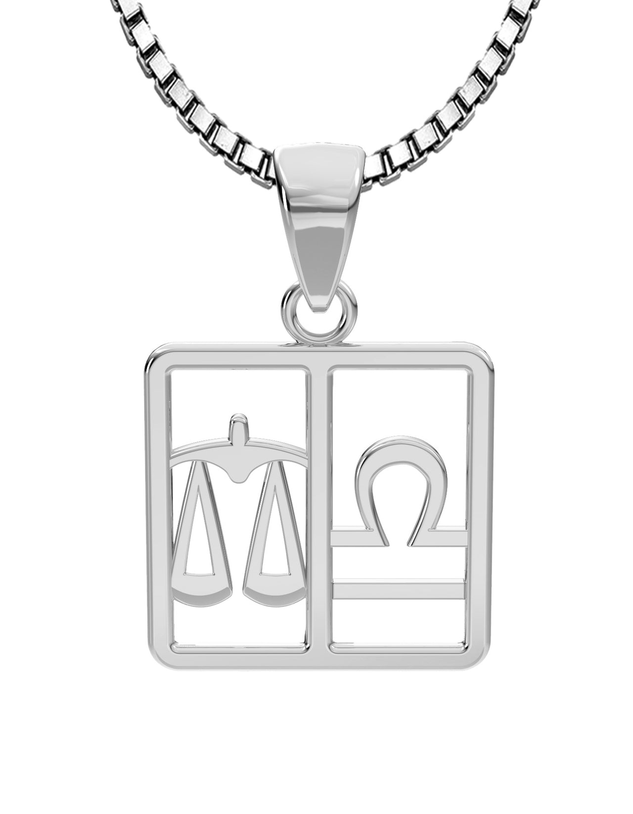 Ladies 925 Sterling Silver 23mm Libra Zodiac Symbol Pendant Necklace