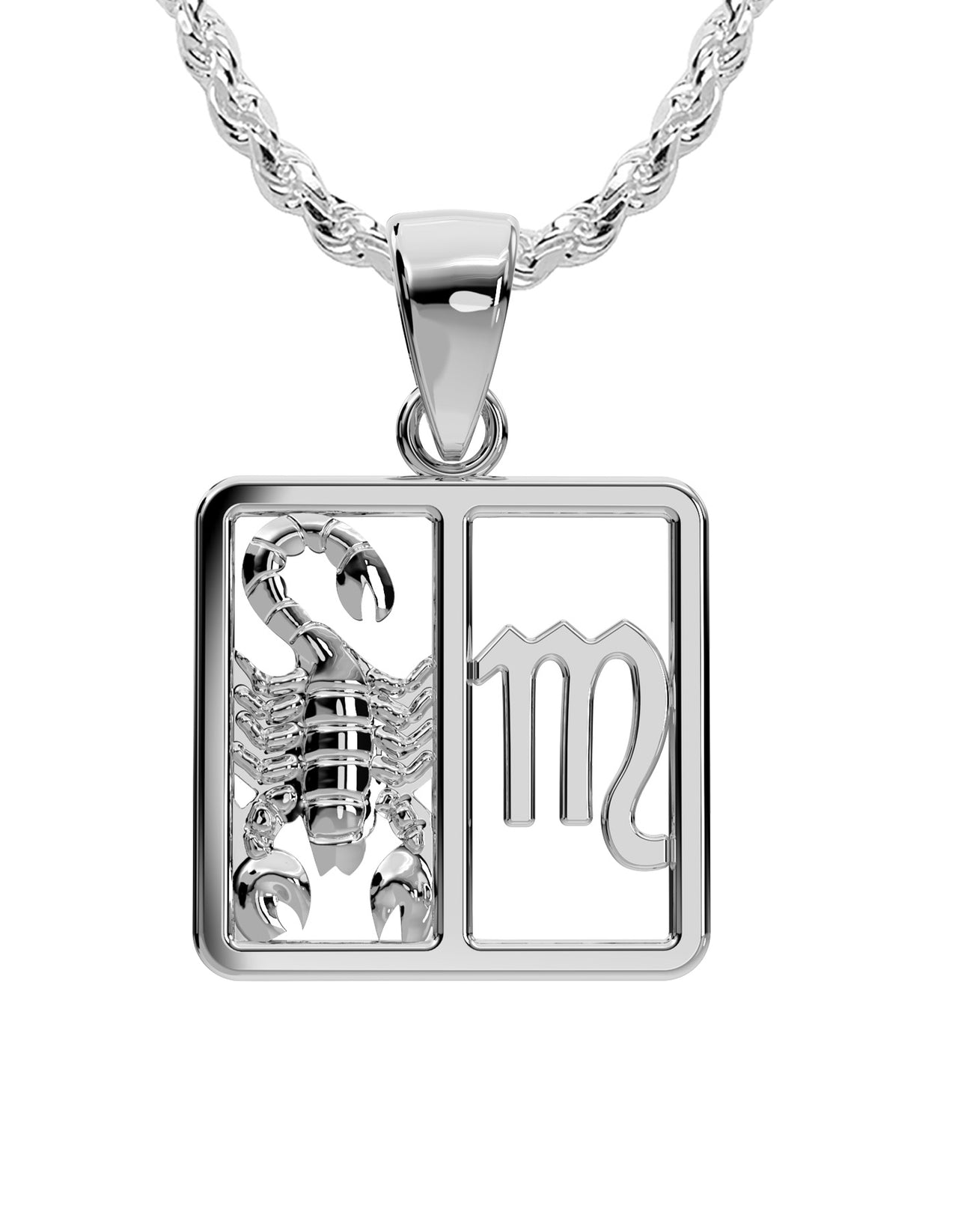 Ladies 925 Sterling Silver 23mm Scorpio Zodiac Symbol Pendant Necklace