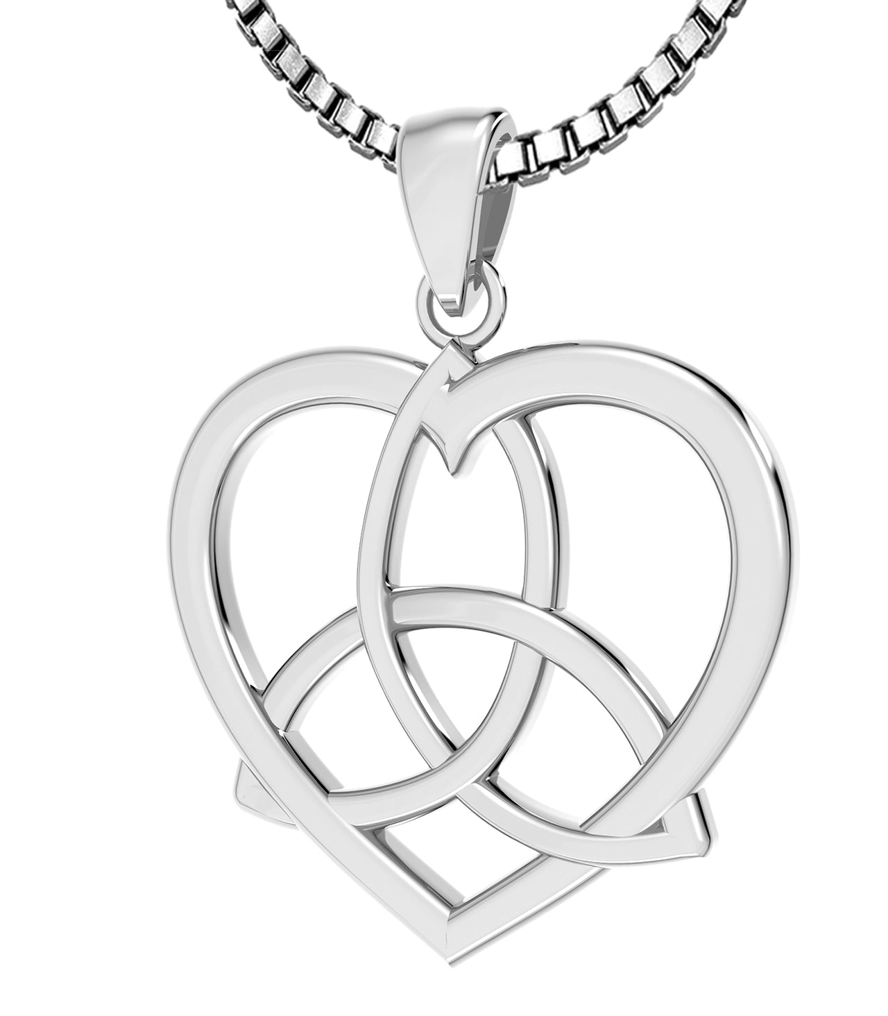 Ladies Sterling Silver Trinity in Heart Pendant Necklace