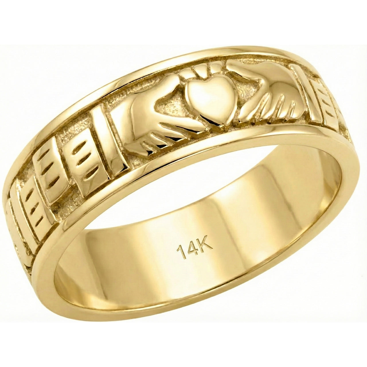 Ladies 10K or 14K Gold Irish Celtic Claddagh Wedding Spinner Ring Band