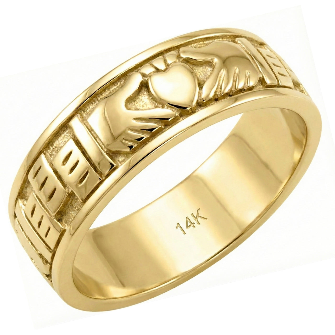 Ladies 10K or 14K Gold Irish Celtic Claddagh Wedding Spinner Ring Band