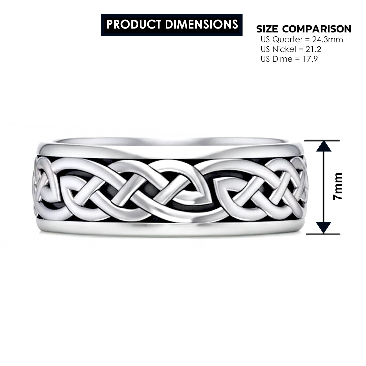 Irish Celtic Knot Wedding Spinner Ring Sterling Silver