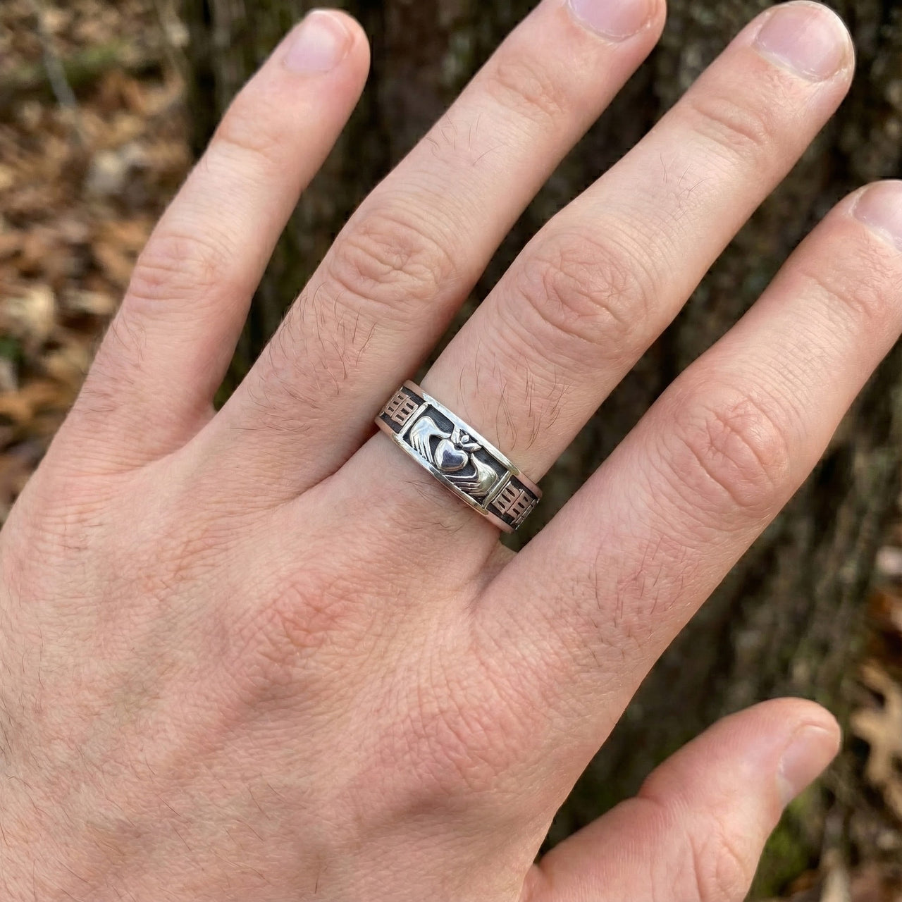 Men's 6mm 925 Sterling Silver Irish Celtic Claddagh Ring Band