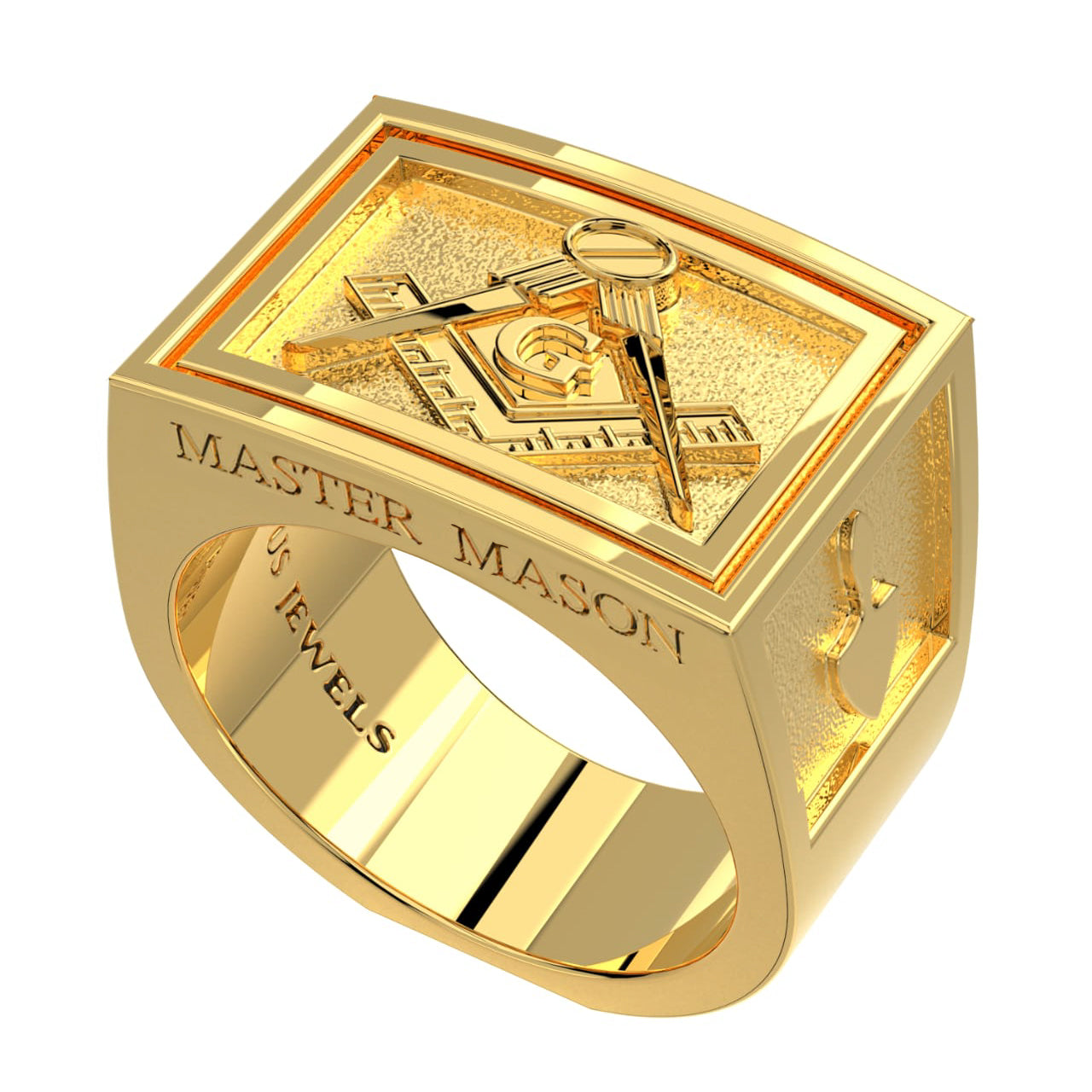 Men's Heavy Solid 10K or 14K Yellow Gold or White Gold Freemason Master Mason Ring Band