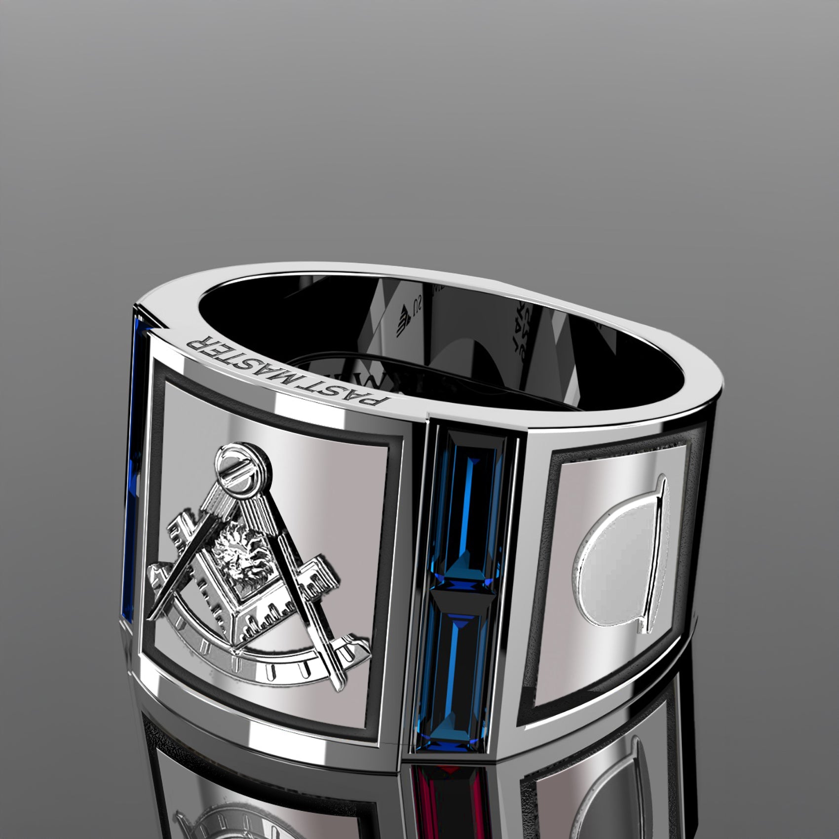 Masonic Ring Past Master With Sapphire For Men
