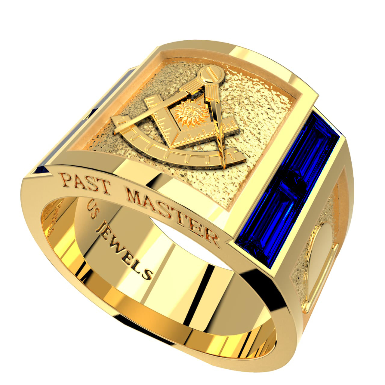 Men's Heavy Solid 10K or 14K Yellow Gold or White Gold Freemason Past Master Ring Band