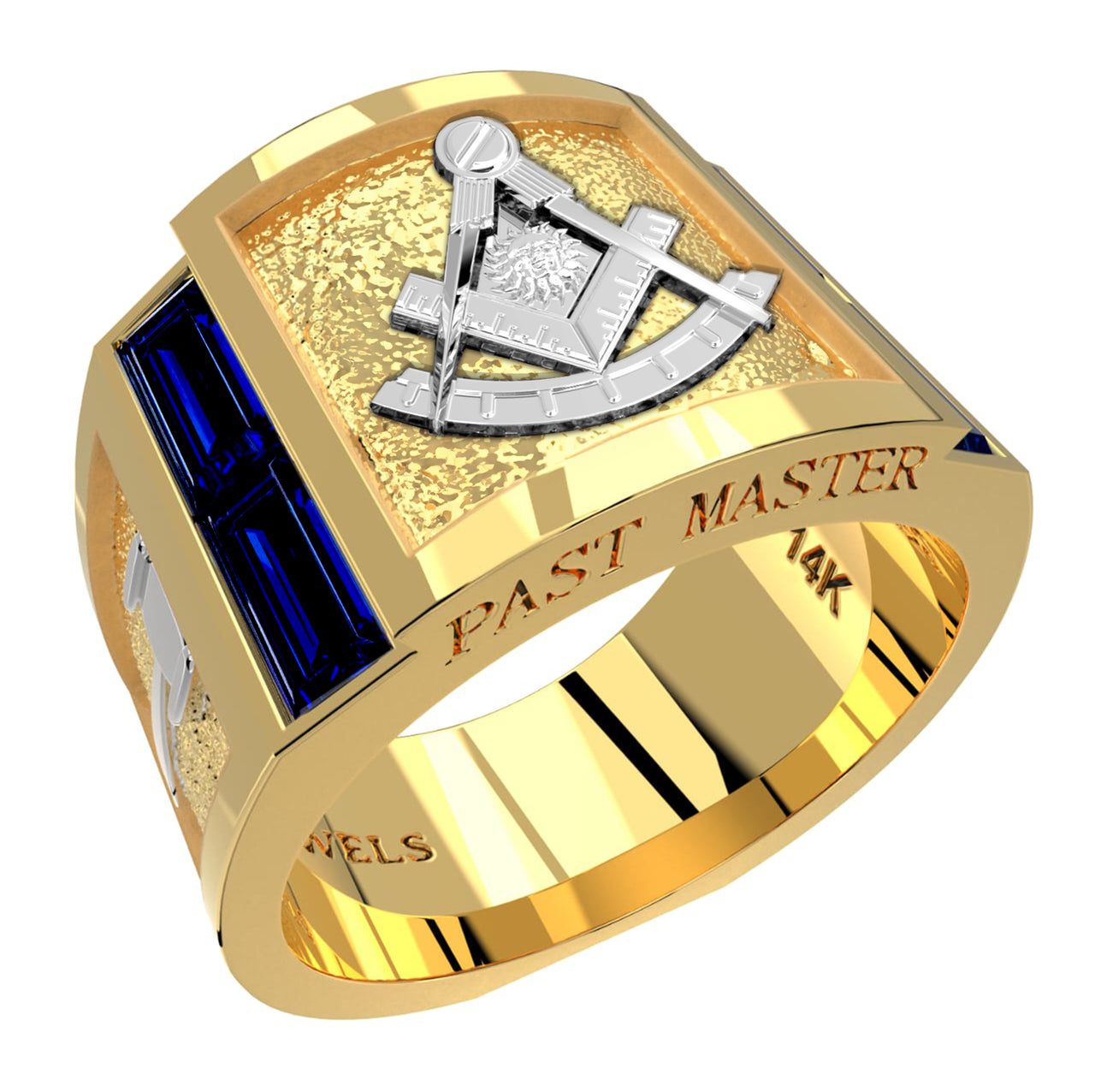Men's Heavy Solid 10K or 14K Yellow Gold or White Gold Freemason Past Master Ring Band