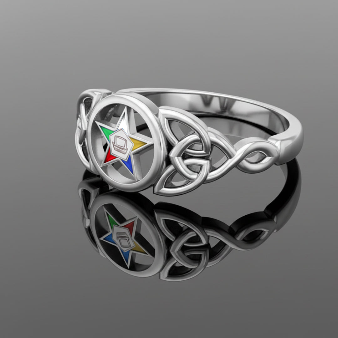 US Jewels Masonic Ladies 925 Sterling Silver 9mm Eastern Star Ring